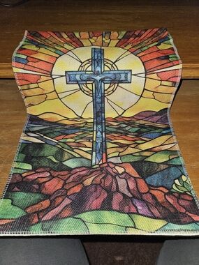 Stained Glass Cross Decorative Gardenflag - Multicolor